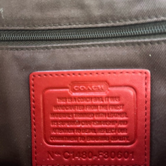 Coach Red and Brown Crossbody Bag with Signature Pattern - Picture 4 of 9